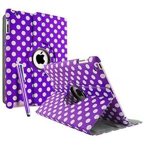 PURPLE POLKA DOT 360¿¿ ROTATING CASE COVER ACCESSORY FOR APPLE IPAD 3 IPAD 4