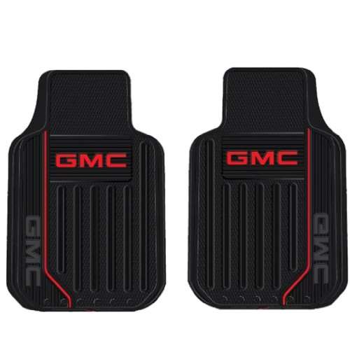 GMC Elite Style 2pc Front Black Rubber Universal Car Truck Floor Mats Set