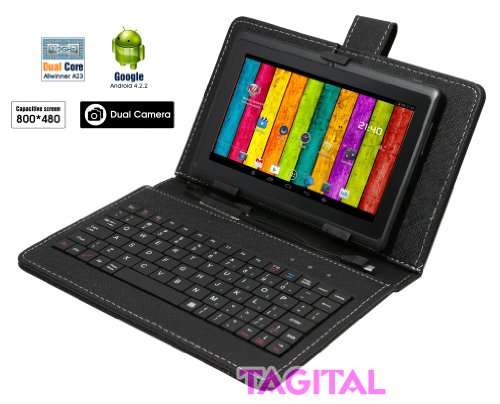 Tagital&reg; 7" Android 4.2 4GB MID Capacitive Touch Screen A13 Tablet WiFi Dual Camera Bundle Keybo