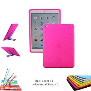 ScintiSpot iPad Air 2 Case Silicone Back Cover Soft Rubber Skin Protective Case with Stand (Rose)