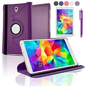 SAVFY Purple Samsung Galaxy Tab S 8.4 Case-SAVFY Retail Packed 360 Degree (360 Rotating - Purple)