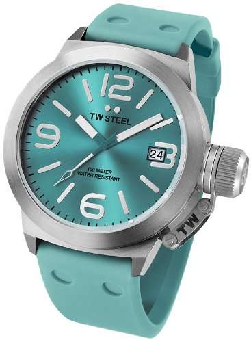 TW Steel Canteen Turquoise Dial Turquoise Silicone Mens Watch TW525