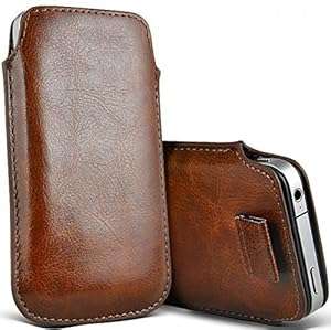 Samsung Galaxy S6 Edge Leather Pull Tab Case Cover Pouch - BROWN