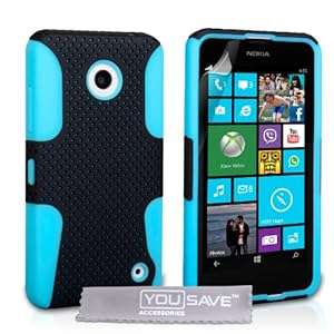Yousave Accessories Tough Mesh Combo Silicone Cover Case for Nokia Lumia 630/635 - Blue