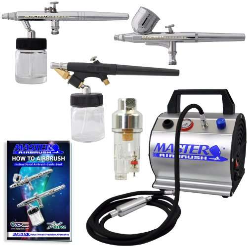 Master Airbrush¿¿¿¿ Brand Multi-purpose Professional Airbrushing System with 3 Airbrushes, G22 Gravi