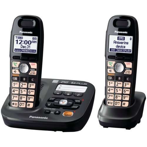 Panasonic KX-TG6592T 2-Handsets Cordless Phone, Titanium Black