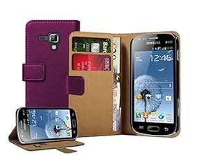 Membrane - Purple Wallet Book-Style Case for Samsung Galaxy Trend Plus (GT-S7580) - Flip phone cover