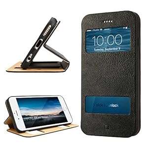 Labato Apple iPhone 6 Case Newest Magnetic Design Genuine Leather Stand Cases/Cover (Black-4.7')