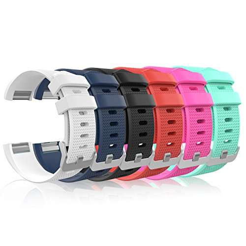 Fitbit Charge 2 Band, MoKo [6 PCS] Soft Silicone Adjustable Replacement Sport Strap Band for Fitbit