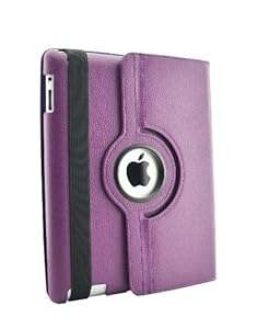 360 Degree Rotating Stand Case Cover for iPad 4 iPad 3 iPad 2 (Purple)