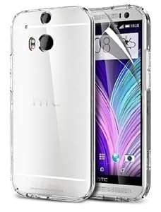 Zonewire Brand HTC ONE M8 CLEAR CRYSTAL HARD BACK CASE COVER SCREEN PROTECTOR & CLEANING CLOTH