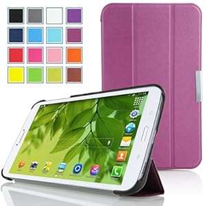 Mulbess - Samsung Galaxy Tab 3 7.0 Lite 2014 slim Smart Case Cover - Magnetic Magnet Lea (Purple)