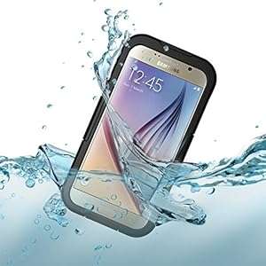 Galaxy S6 / S6 Edge Waterproof Case - Premium WaterProof SnowProof Dust Shoc (Waterproof - Black)