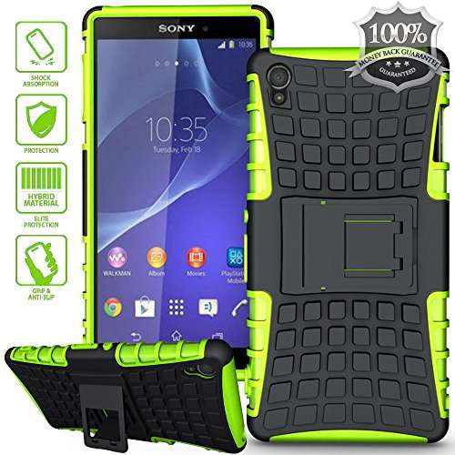 ElBolt TM 3 in 1 Bundle Sony Xperia Z3 Armor Grenade TPU Hybrid Case Cover with Viewing Kickstand -G