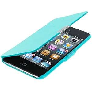 Baby Blue Magnetic Hard Folio Wallet Pouch Case Cover for iPod Touch 4th Generation 4G 4
