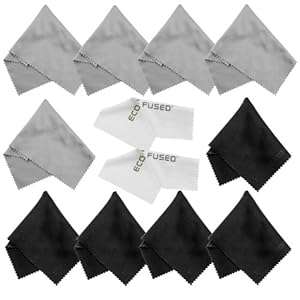 Microfiber Cleaning Cloths - 10 Colorful Cloths and 2 White ECO-FUSED Cloths - Ideal for Cleani