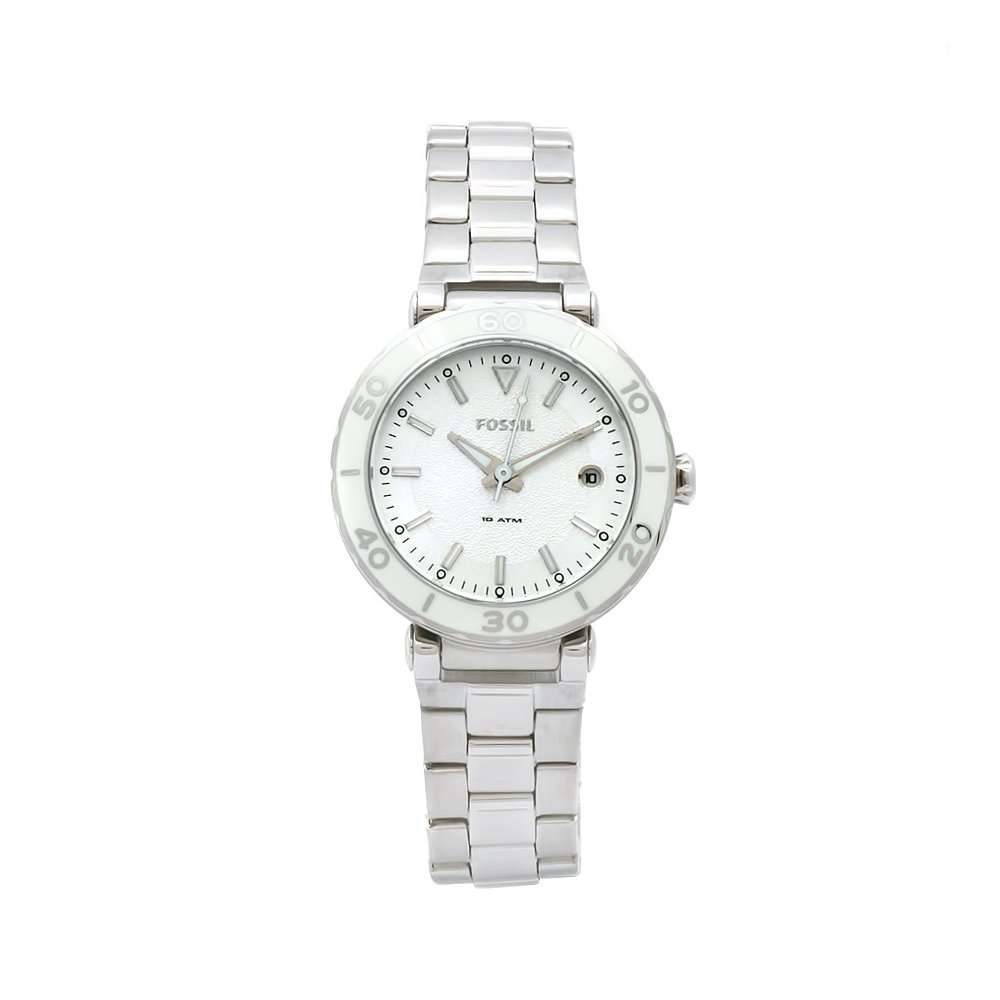 FOSSIL LADIES STAINLESS WHITE DRESS WATCH AM4279 NEW
