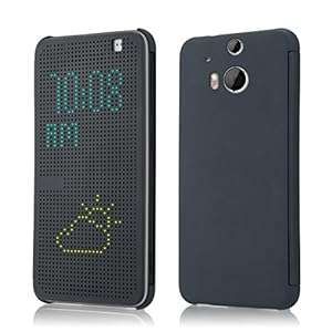 32nd Dot Matrix design case cover for HTC One M8 screen protector and cleaning cloth - Black