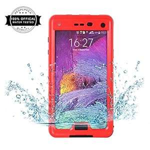 Redpepper Waterproof Case with Kickstand for Samsung Galaxy Note 4 Color Red