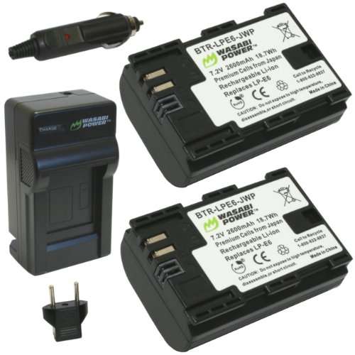 Wasabi Power Battery (2-Pack) and Charger for Canon LP-E6 and Canon EOS 5D Mark II, EOS 5D Mark III,