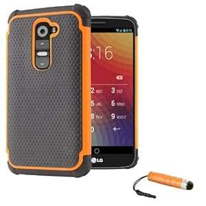32nd Shock proof heavy duty defender case cover for Google LG G2 (D802) s (Shock proof - Orange)