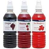 VICTORIO Shaved Ice/Snow Cone Syrup, Grape, Cherry, Red Raspberry 3PK