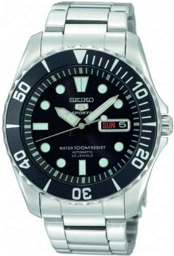 Seiko 5 Black Dial Stainless Steel Automatic Mens Watch SNZF17