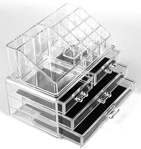 Cosmetic Make Up Clear Acrylic Organiser 20 Sections with Drawers #89