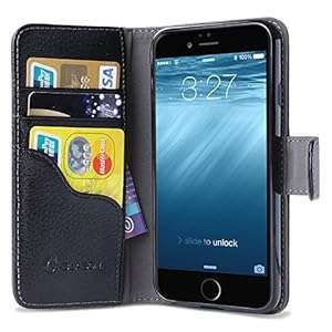 iPhone 6 Case i-Blason Apple iPhone 6 Case 4.7 Inch Slim Leather Wallet Book Cover with S (Black)