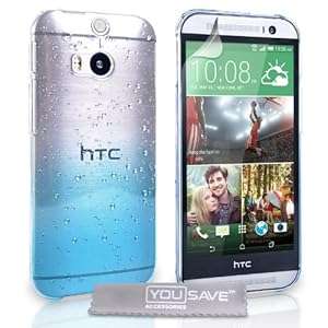 Yousave Accessories Raindrop Hard Cover for HTC One M8 (Blue)