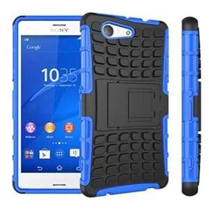 Sony Xperia Z3 Compact - Stylish Heavy Duty Shock Proof Dual Case Cover with Ba (Shockproof Blue)