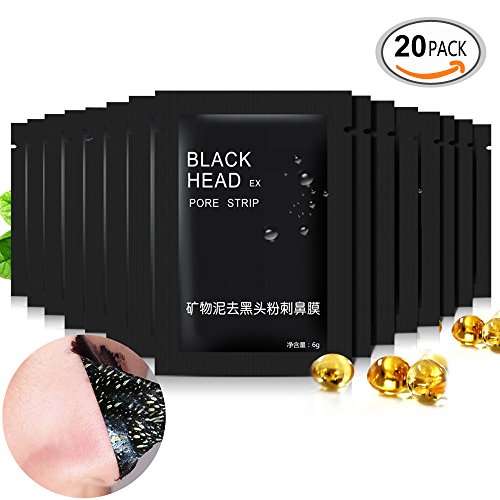 Travelmall 20 Pcs Mineral Mud Nose Blackhead Remover Face Facial Black Mask Pore Acne Treatments Mas