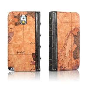 EC Technology Samsung Note 3 Leather Case Retro Map Pattern Handmade W (PU Leather - Map Pattern)