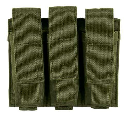 Voodoo Tactical MOLLE Compatible Triple Pistol Magazine Pouch - Olive Drab