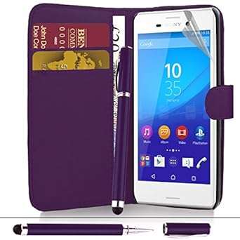 Sony Xperia M4 Aqua - Premium Leather Book Wallet Case Cover Pouch Screen Protector With Micro