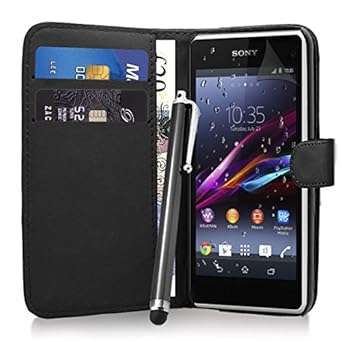 Sony Xperia Z1 Compact - Premium Leather Wallet Flip Case Cover Free Pen & Screen Foil & Cloth