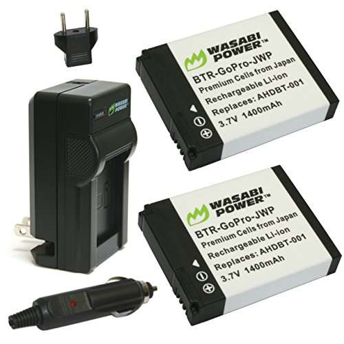 Wasabi Power Battery (2-Pack) and Charger for GoPro HD HERO2, GoPro Original HD HERO (2010 model) an