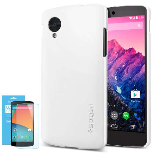 SPIGEN Google Nexus 5 Case Slim [Ultra Fit] [Smooth White] Premium Matte Hard Case for Nexus 5 -