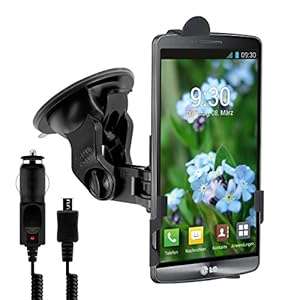 Car mount for windshield for LG G3 D850 with perfectly fitting shell charger - Turn your mobil