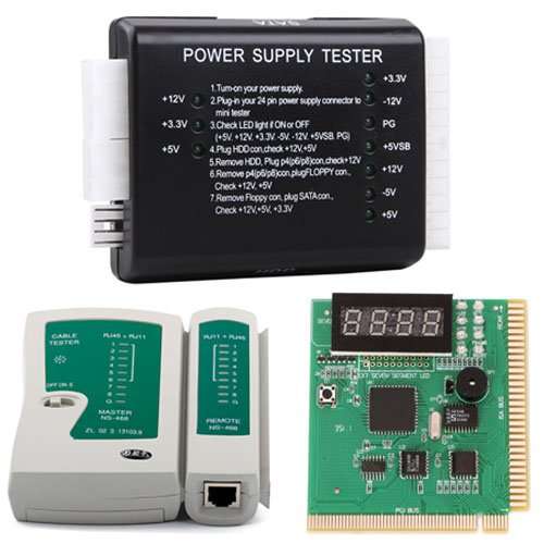 HDE PC and Network Test Kit - Motherboard POST Analyzer, Network Cable Tester & Power Supply Tester