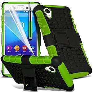 (Green) Sony Xperia M4 Aqua High Quality Tough Durable Survivor Hard (Shock proof + Pen (Green))