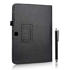 Multi Function PU Leather Samsung Galaxy Tab 4 10.1 Case 10.1 inch Bi-Fold Folio Flip Sta (Black)