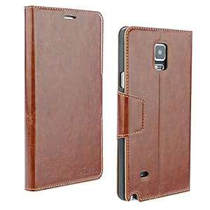 aLLreli Samsung Galaxy Note 4 Case Leather Wallet Cover Brown