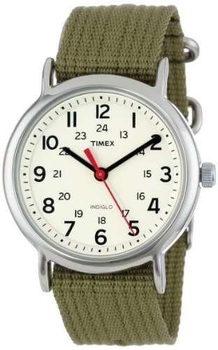 Timex Unisex T2N651 "Weekender" Watch with  Olive Nylon Strap