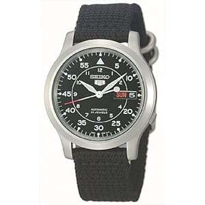 Seiko 5 Men's SNK809 Automatic Black Strap Black Dial Watch