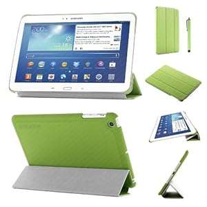 Green Samsung Galaxy Note 10.1 2014 Edition Case (P600/P601/P605) PU Leather Slim Folding (Green)