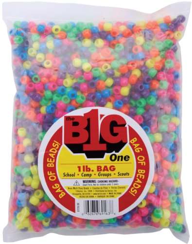 One Bag of 1 Pound Darice Pony Beads 9mm: Neon Multi