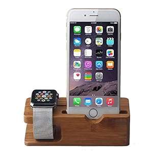 Bamboo Wood Charging Stand Bracket Docking Station Stock Cradle Holder for Both Apple Wat (Size1)