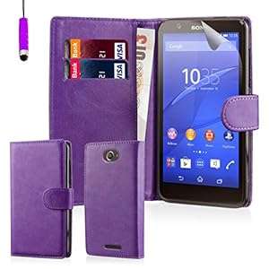 32nd Book wallet PU leather case cover for Sony Xperia E4G mobile phone - Purple