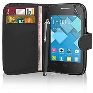 Excellent Accessories Alcatel One Touch Pop C1 - Premium Quality Exclusive Leather (Wallet Black)